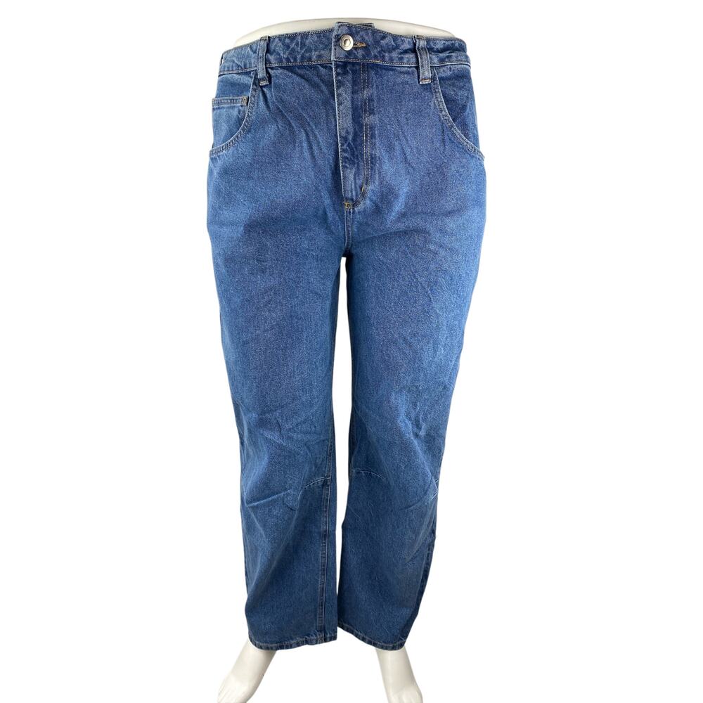 ASOS Women's Blue High Waisted Medium Wash Straight Leg Denim Jeans Size 14